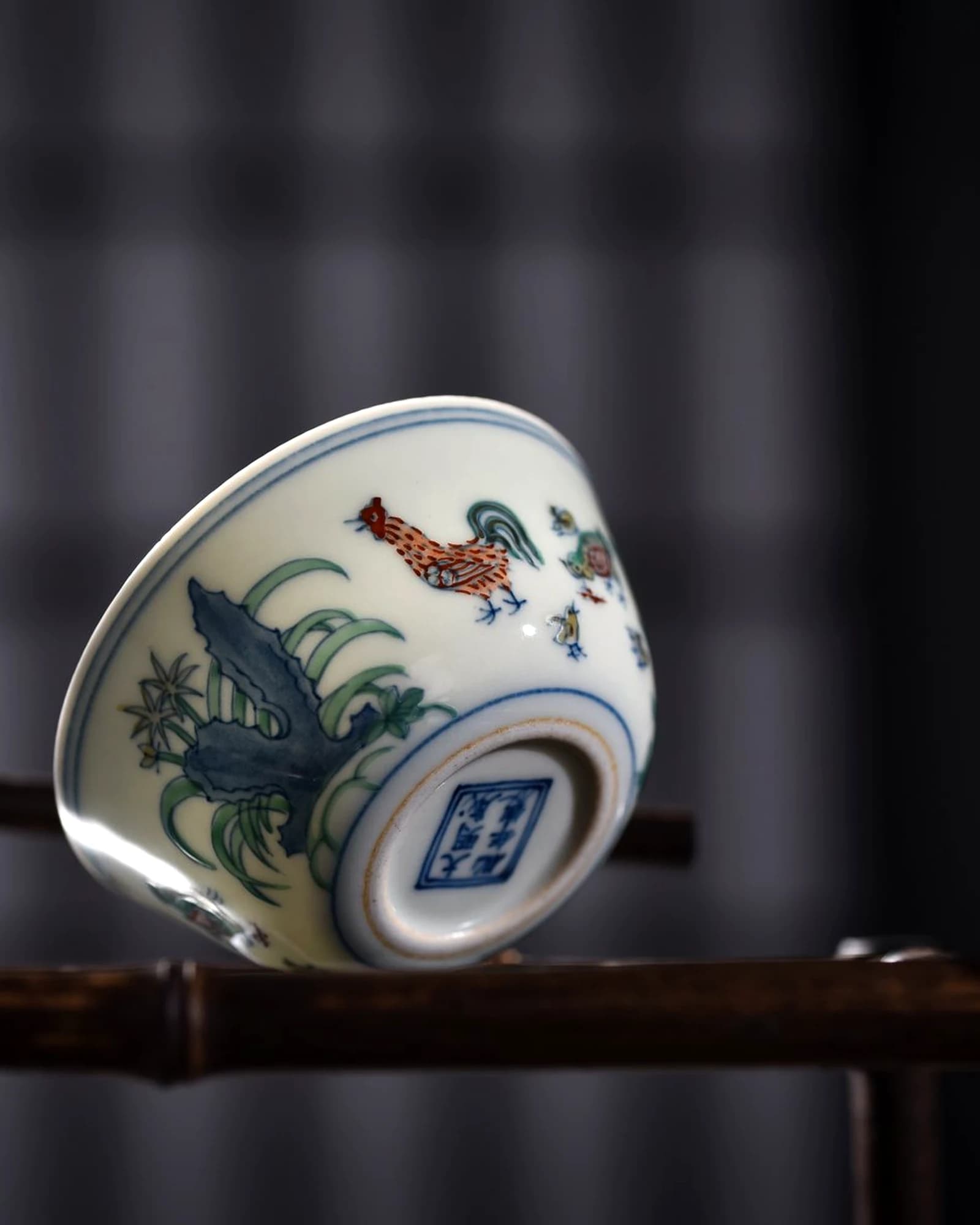 Doucai Chicken Cup with Antique-style Mark