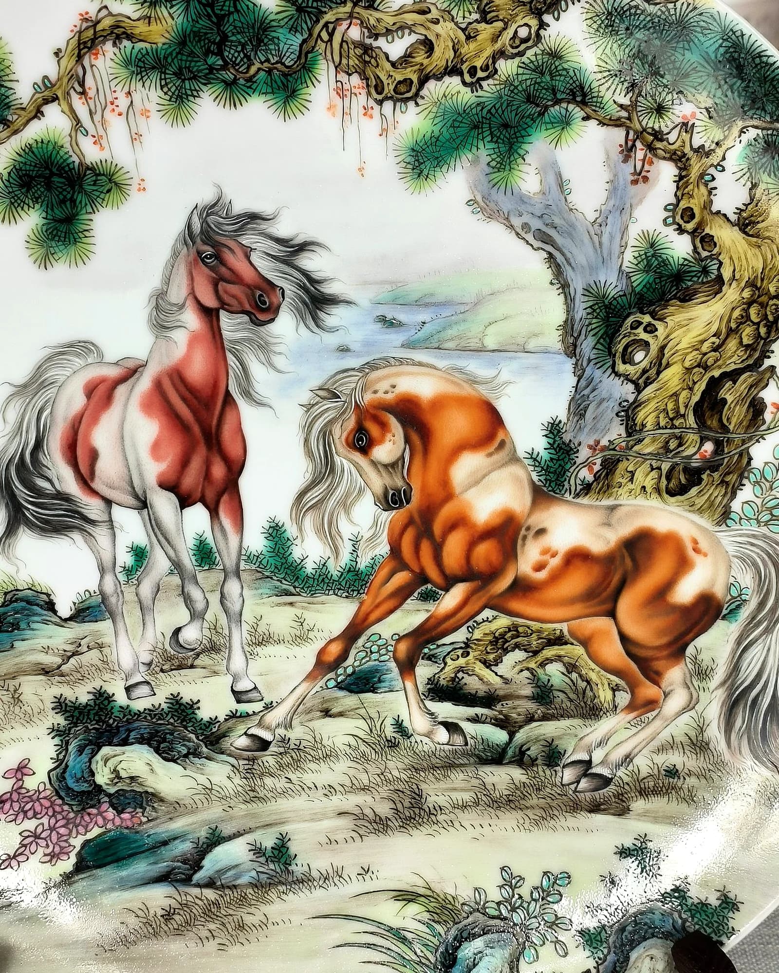 Famille Rose Success Horse Display Plate