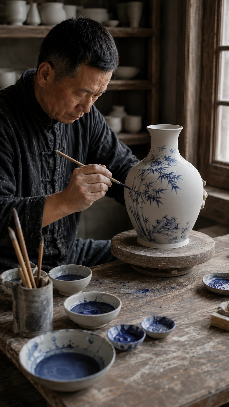 Underglaze blue painting