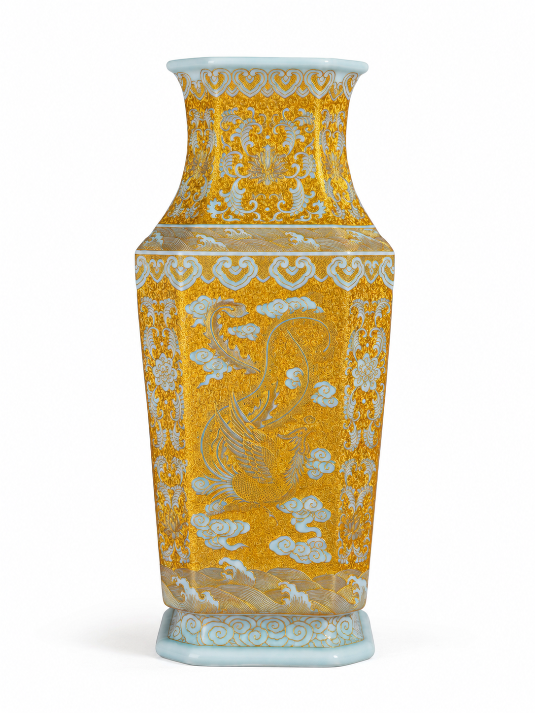 Dragon-and-Phoenix Hexagonal Vase