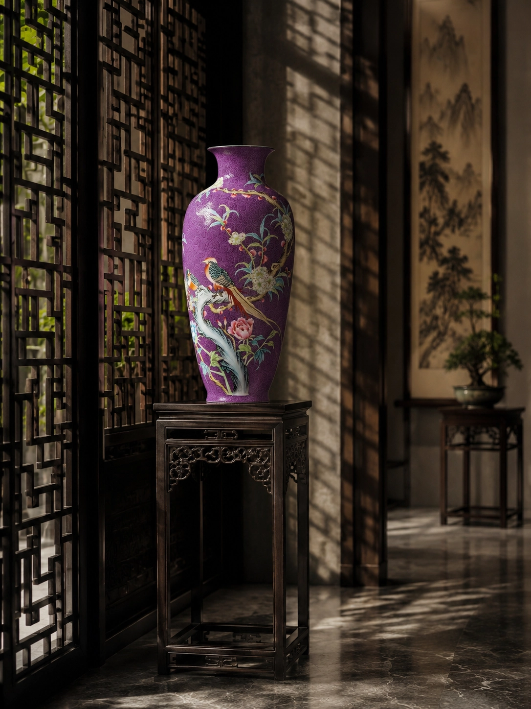 Purple Carved Fortune Vase
